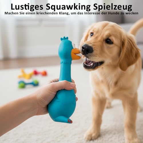 JcvPot Hundespielzeug Unzerstörbar, 2 Pack Quietschspielzeug Hund, Ente Hundespielzeug, Gummihuhn, Anti Stress Ente Für Hunde, Rot Und Blau, Für Kleine Und Mittelgroße Hunde