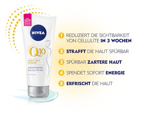 NIVEA Body Gel Q10 Anti-Cellulite (200ml), straffende Hautpflege mit Q10 und Lotus Extrakt, mit Multi 5in1 Power Formel für sichtbare Ergebnisse in 3 Wochen