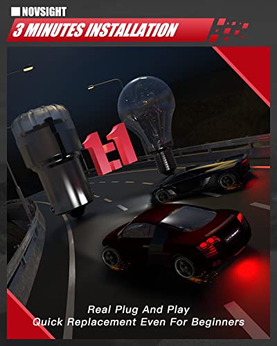 Novsight 1156 Led Bulb, 300% Brighter Red 1141 Led Brake Lights Bulb, P21W 7506 Stop Light Replacement Bulb For Tail Lights, Pack Of 2 #TOP1