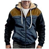Men's Active Hoodies Jacket 2023 Men's Winter Jacket Corduroy Shirt Men Faux Jacket Men Winter Jacket Hunting Gifts Mens Rain Jacket with Hood（3-Navy,Large）