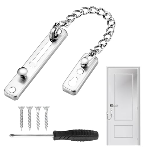 Sariputa Chaîne de sécurité pour porte, serrure en acier inoxydable 304 coulée, protection anti-rayures, avec vis à croix, chaîne antivol pour hôtel, famille, portes intérieures, fenêtres