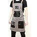 fayengan Canvas Apron for Men, Heavy Duty Work Apron with Pockets, Waterproof Wear-Resistant Tools Apron (Color : Gray, Size : X-Large)