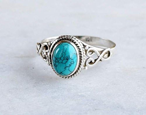 Avicrafts Turquoise Stone Ring 925 Sterling Silver Statement Ring For Women Handmade Gemstone Christmas Jewellery Gift For Her - Image 2
