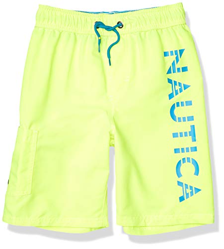 Nautica Boys' Swim Trunk with UPF 50+ Sun Protection, Neon Yellow, Large (14/16)
