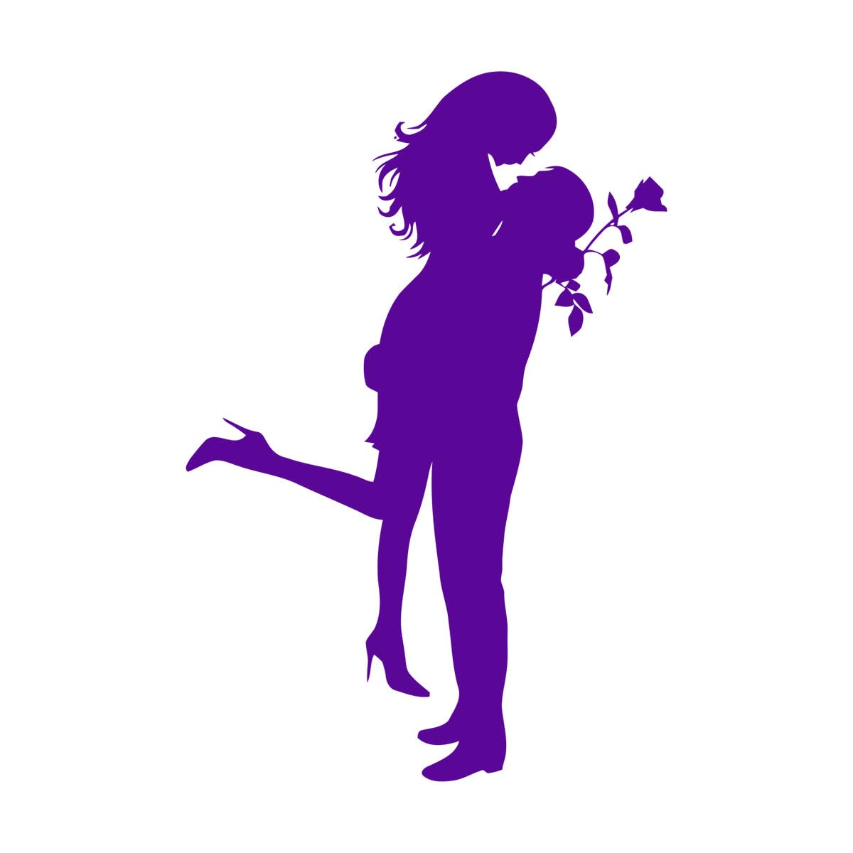 Romance Hug's Couple Wall Vinyl Decal Couple's Love Valentines Day Romantic Rose Bedroom Wall Sticker Removable Art Decor Large - 46x68cm — image 1