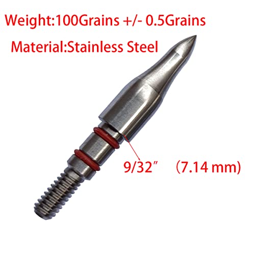 100Grains Archery Field Points,9/32″ Field Points Stainless Steel Screw In Archery Field Tips And Broadheads (1 Dozen 12 Pcs) (9/32″-100Grains) #TOP1
