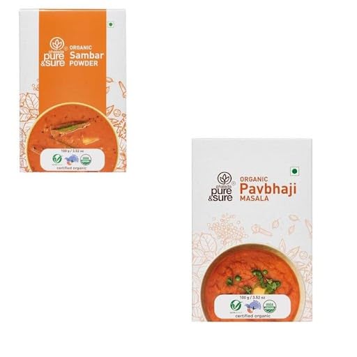 Pure & Sure Combo Pack Of Organic Sambar Powder-100Gms + Organic Pav Bhaji Masala-100Gms