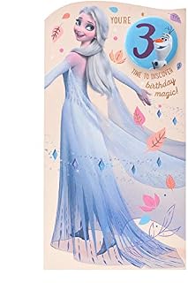 Frozen Birthday Girl Card with Badge - 3rd Birthday Card - Frozen 3rd Birthday Card with Badge - 3rd Birthday Card for Girls