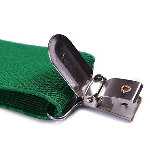 Traderplus Men Elastic Suspenders And Bow Ties Set For Wedding, Formal Events (Green) #TOP3