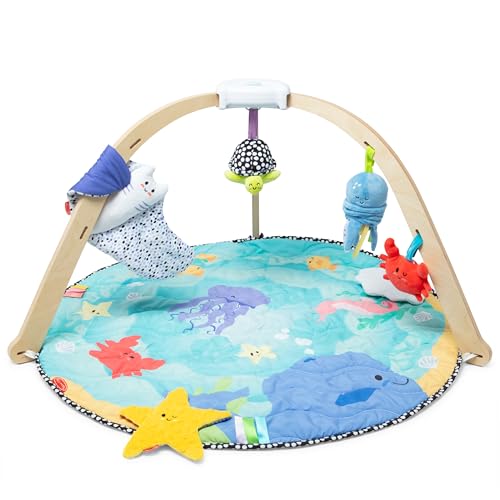 Melissa & Doug Ocean Easy-Fold Play Gym Developmental Toy for Infants, Reversible Mat, 5 Soft Toys, Birth to 9 Months - Image 3