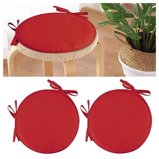 Indoor Outdoor Chair Cushions Set of 2, Round Chair Cushions with Ties, Round Chair Pads for Dining Chairs, Round Outdoor Seat Cushion, Bistro Chair Cushions Set Garden Patio Cushions for Furniture