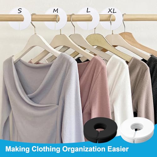 HENGBIRD 20 Stück KleiderstäNder GrößEn Teiler GrößEnreiter Runden GrößEntrenner Kleiderstange GrößEntrenner Baby Erwachsener für KleidungsgrößEn-Unterscheidung, BekleidungsgeschäFt Weiß Schwarz