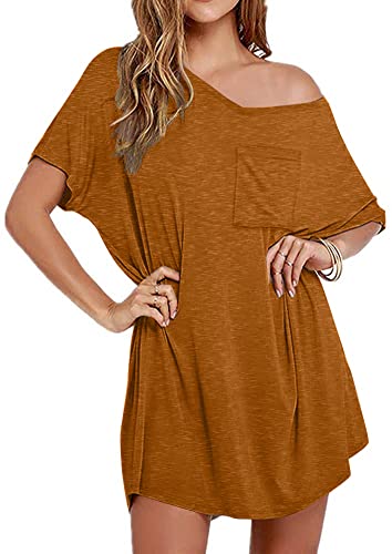 Image of Ekouaer Womens Tshirt Nightgown Cotton V Neck Sleepshirts Comfy Casual Nightshirt for Women