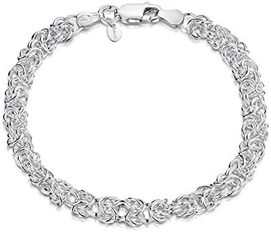 Amberta Women's 925 Sterling Silver Byzantine Chain Bracelet