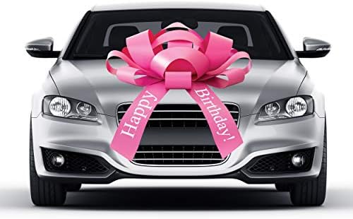 CarBowz Big Pink Car Bow, Happy Birthday Bow, Giant 30" Bow, Non Scratch Magnet, Weather Resistant Vinyl
