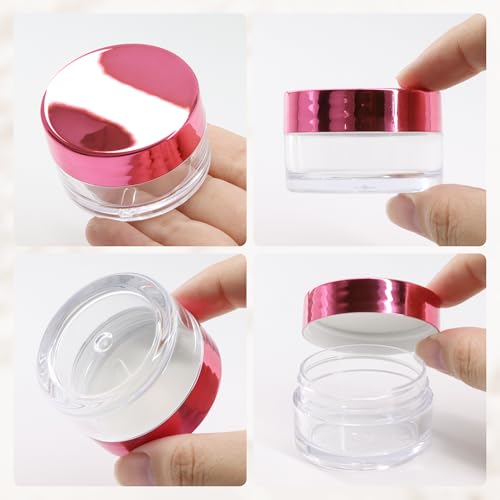 Beauticom 20 g/20 ml USA, akrylowe, okrągłe, przezroczyste słoiki z pokrywkami na balsamy do ust, kremy, do makijażu, kosmetyki, próbki, syna i inne produkty kosmetyczne (12 szt., różowe złoto)
