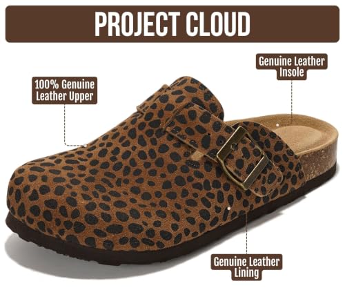 Image of 100% Genuine Leather Slip-on Footbed Clogs for Women - Fall Shoes for Women
