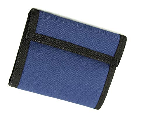California Bifold Nylon Wallet w/Inside Pocket. Hook & Loop Closures. Made in USA (Navy Blue)