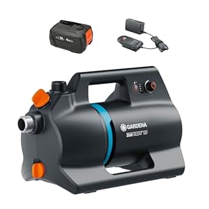 Gardena Akku-Gartenpumpe 3000 Silent 18V P4A Ready-To-Use Set Pumpen: Leistungsstarke Akku-Pumpe, Stufenlose Druckeinstellung, Leise im Betrieb, Regen- und UV-beständiges Gehäuse (14610-20)