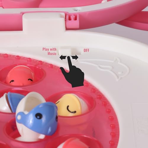 Image of Amazon Brand - Jam & Honey Magnetic Fishing Game for Kids - 2 Player Toy with 24 Magnetic Fishes, Lights & Music, Rechargeable with Type-C Charging, Trolley Design | Magnetic Fishing Game, VEFG0001-P