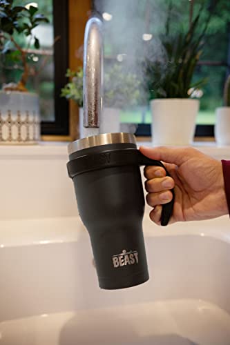 Image of Greens Steel Beast Tumbler Insulated Stainless Steel Coffee Cup with Lid, 2 Straws, Brush and Box (20 oz, Matte Black)