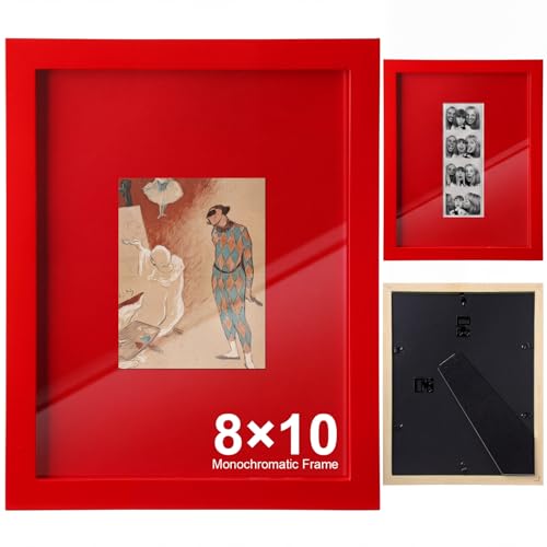 Gerrii 8x10 Inch Monochromatic Picture Frame with Mat 1 Pcs Red