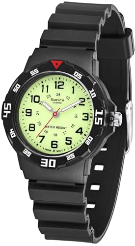 socico children analog watch for boys girls waterproof time teaching watch with soft band learning time wrist watch easy to read christmas gifts for kids ages 3-12 great gifts