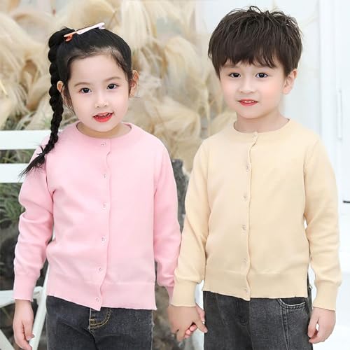 uniform sweaters for girls Baby Toddler Teen Boys Girls Crewneck Cardigan Sweaters Long Sleeve Kids Button Cotton School Uniform Knit Tops Outwear (Pink-B, 7-9 Years)3
