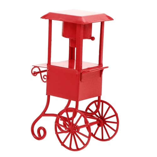 ERINGOGO Mini Popcorn Machine Cart Standing Popcorn Maker for Home Theater Compact Snack Machine with Wheels for Outdoor Movie Night and Dollhouse Supplies