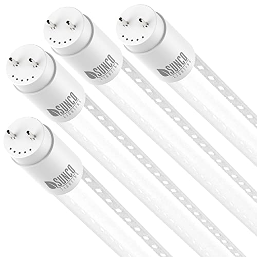 Sunco Lighting T8 LED Tube Light 4ft 48-Inch. 18W, 5000K Kelvin 2000 Lumens, Pack of 4