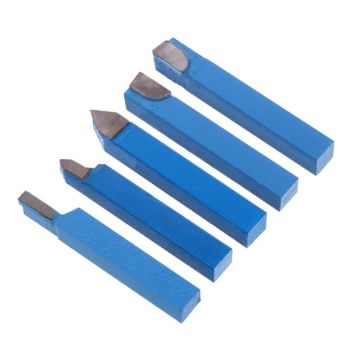 IWOWHERO Juego de Herramientas de Torneado y Soldadura Fuerte 5 Piezas Azul Resistencia al Desgaste Alta Temperatura para Torno de Metal Portátil