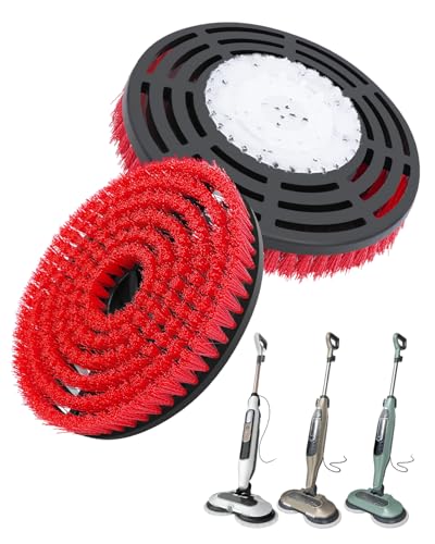 Image of Steam Mop Pads Replacement Brush Head Compatible with Shark Steam and Scrub Mop S7000 S8201 S7001 s7201 Shorter Bristle Professional Cleaning and Polishing Brush (Red, 2 Brush)