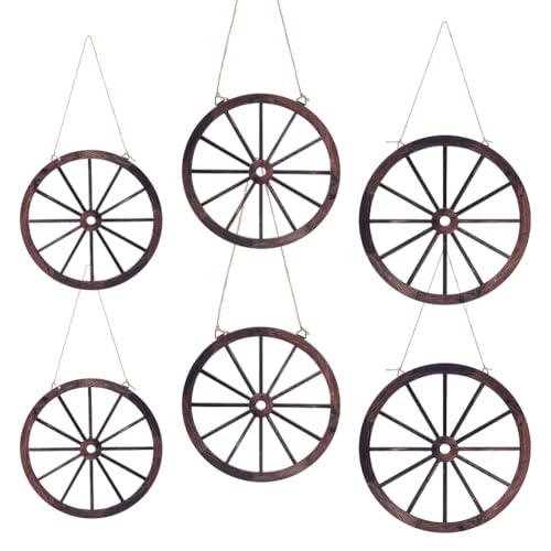 arricraft 6 ruedas de madera con cuerda, 3 tamaños para fiesta de vaquero occidental, rústico de madera para casa, habitación, granja, patio, jardín (11.73/9.76/7.8 pulgadas)