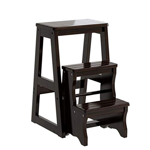 Escalera de Tijera Plegable de 3 peldaños Taburete de Madera portátil para el hogar y la Oficina