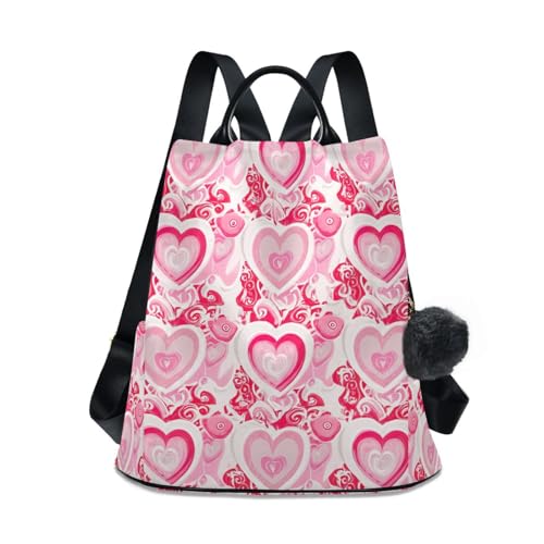 Sac à dos rose cœur antivol femme sécurisé contre les vols