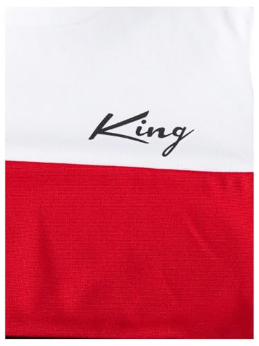 Image of GORGLITTER Boy's 2 Piec Pants Outfits Letter Graphic Crewneck Pullover Sweatshirt Joggers Pants Set Black and Red 9Y