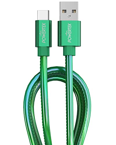 LIQUIPEL Powertek Metallic Shine USB Type C Charger Cable, 6ft Fast Charging USB C Cord, Adapter for Car, Galaxy, Android, Note, MacBook, Nintendo, PlayStation, Chromebook, Pixel (Green)