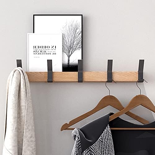 KooNiosio Coat Hook Rack Wall Mounted Coat Rack-5 Double Hook,Aluminum,Metal Coat Hook Rail for Coat Hat Towel Robes, Wooden Coat Hooks (Black)