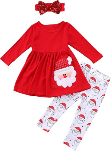 Momkonzz Kinder Weihnachtsoutfit Mädchen Santa Baumwolle Langarm...