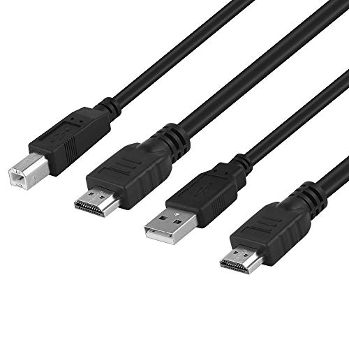 OLLGEN 5 ft 1.5M USB 2.0 Standard Twin HDMI Cable,USB KVM Cable USB Type A to USB Type B Printer Cord for CRT PC Monitor KVM Switcher - Thumbnail 4