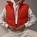 Shiyifa Women's Fashion High Neck Zipper Cropped Puffer Vest Jacket Coat (Orange, Large)
