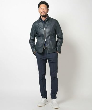 Amazon | [メンズビギ] クロームタンニングレザージャケット ボルドー