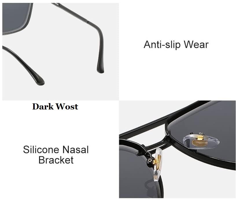 Image of Square Oversized Sunglasses for Men & Women | UV400 Protected Fashion Retro Metal Frame Sunglasses | Vintage Gradient Lens Stylish Eyewear for Driving, Travel & Outdoor