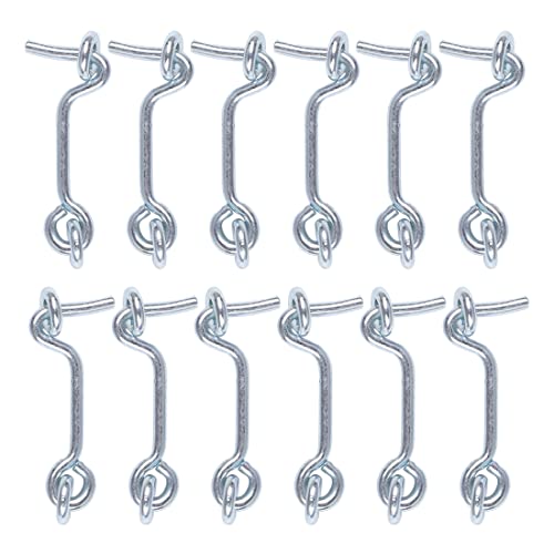 PATIKIL 2 Cabina Gancio, 12pz Occhio Chiusura Privacy Gancio Porta Chiusura Placcatura Finitura per Cancello Persiane Finestra Scorrevole Fienile Porta