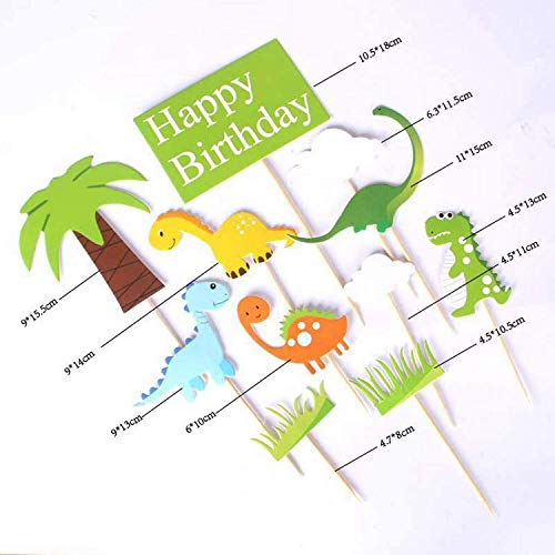 Image of Party Propz Happy Birthday Cake Topper -Set of 11Pcs Dinosaur Theme Cake Topper | Dinosaur Theme Birthday Decorations | Dinosaur Cake Toppers for Boys | Dinosaur Theme Decoration | Birthday Decoration