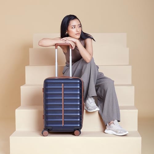 Image of Assembly Cabin Suitcase with8 Spinner Wheels & TSA Lock, Polycarbonate Hard Shell Carry On Luggage for Weekend Getaways, Blue, 20-Inch