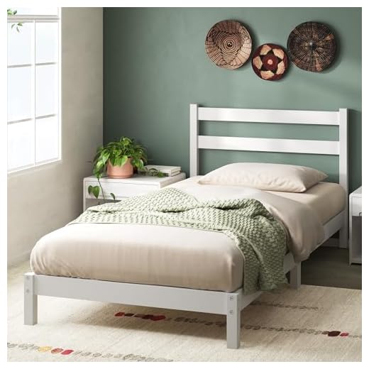 Zinus Robin Letto 80x190 cm - Struttura letto 20cm di altezza - Struttura letto a piattaforma in bambù sostenibile con testiera - Bianco