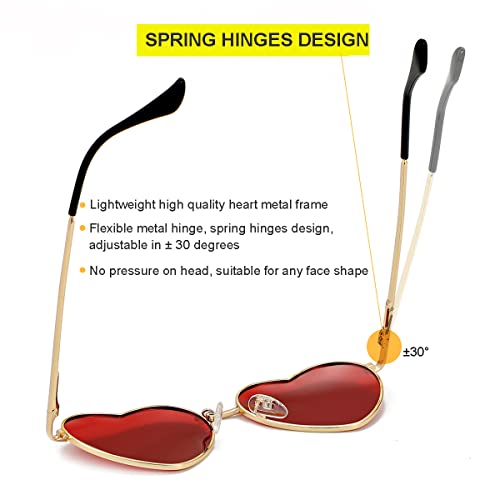 Jovakit Polarized Heart Sunglasses For Women Fashion Lovely Style Metal Frame Uv400 Protection Lens (Gold/Red) #TOP4
