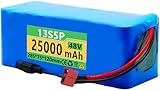 Batería De Litio para Bicicleta Eléctrica, 48 V, 25 Ah, 13S5P, 48 V, con Cargador, para Motor De 200 W, 350 W, 500 W, 800 W, Bicicleta Eléctrica, Motocicleta Y Scooter con Cargador 48V25AH,T