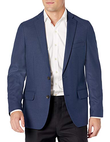 Haggar Men's Stretch Basketweave Slim 2-Button Side Suit Separate Coat, Blue, 42 x S